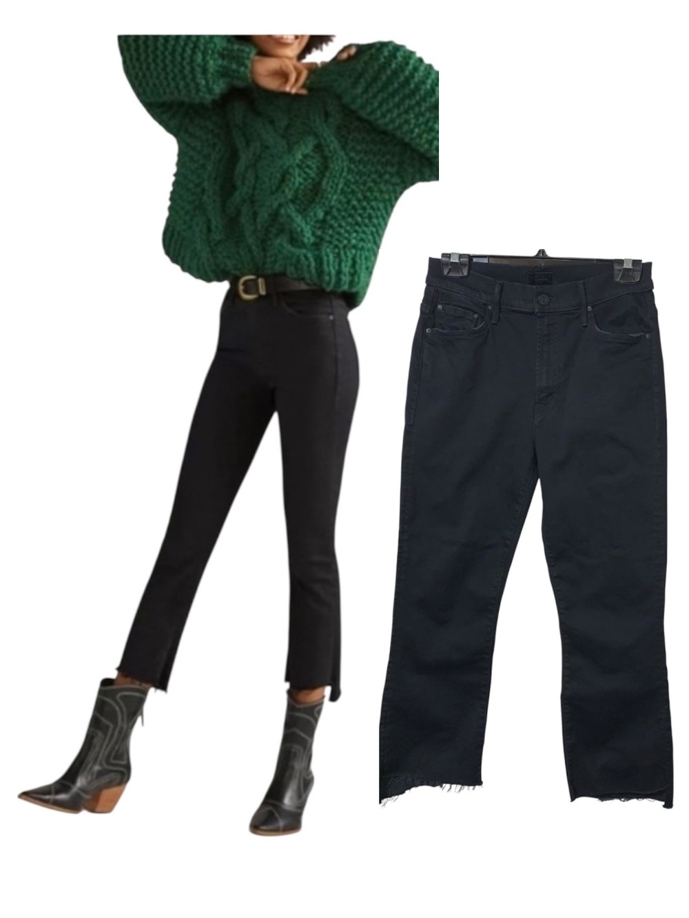 MOTHER Insider Crop Step Fray Jeans in Not Guilty black wash (size 29)